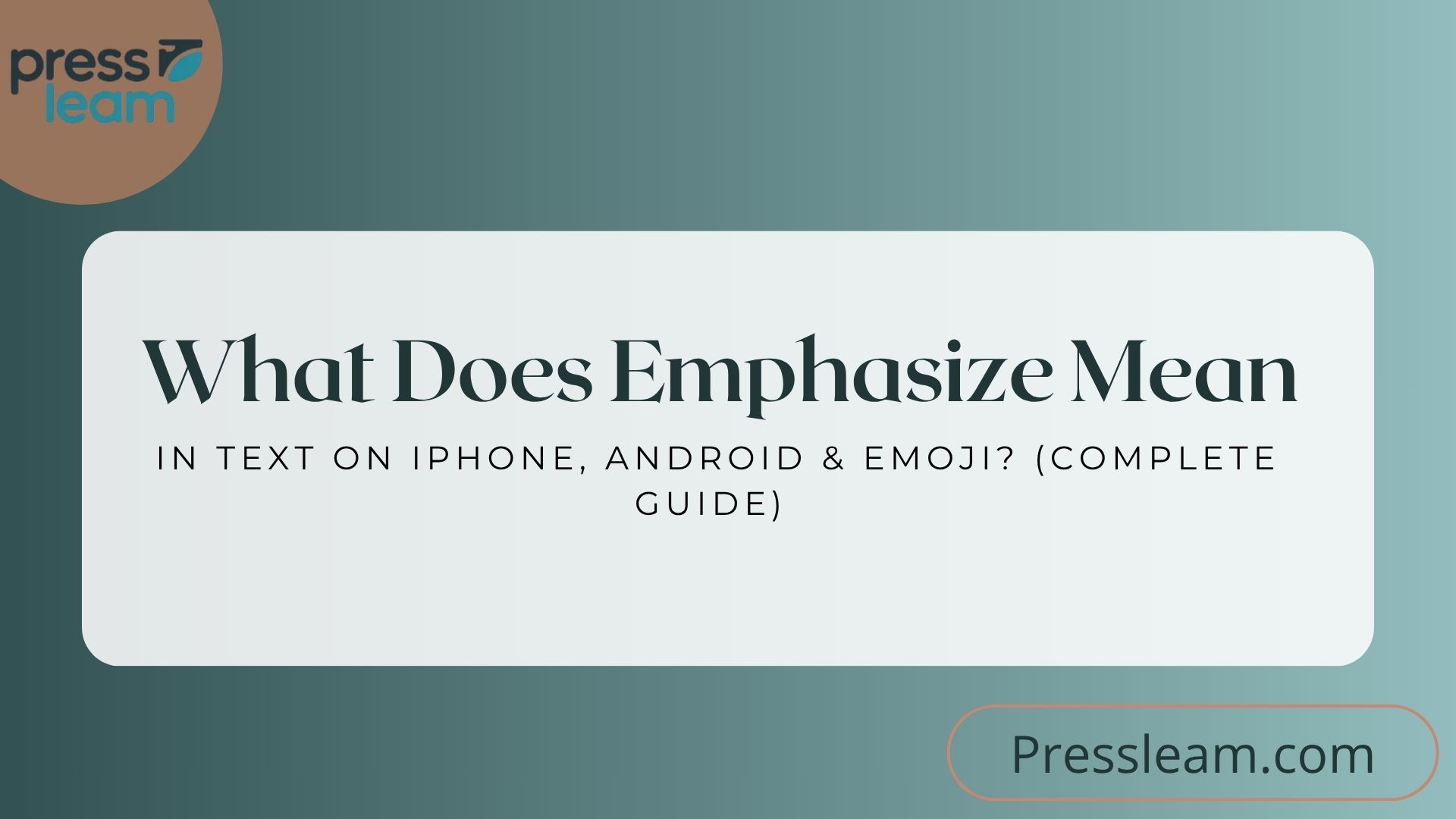 What Does Emphasize Mean in Text